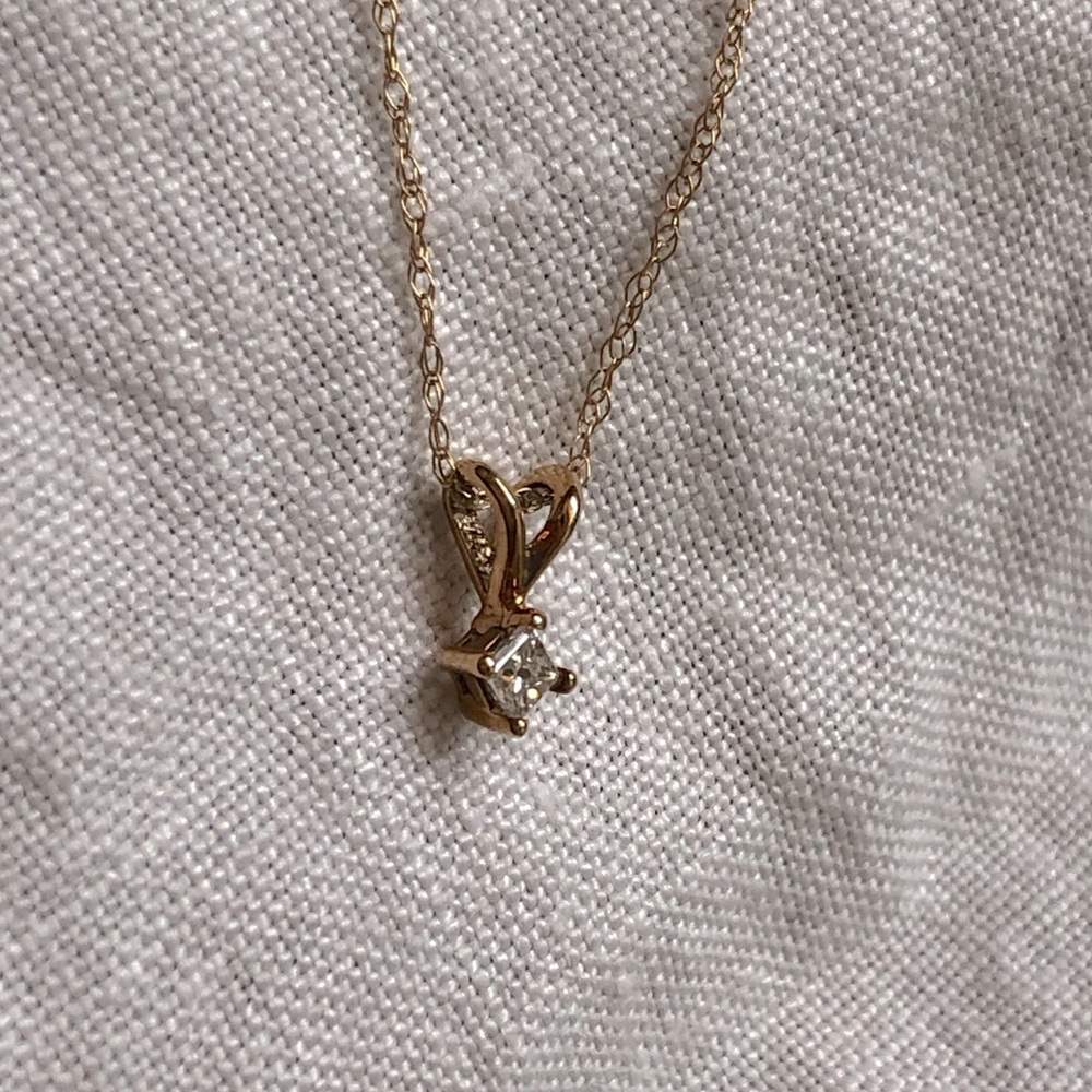 Vintage Solid Rose Gold and Diamond Necklace